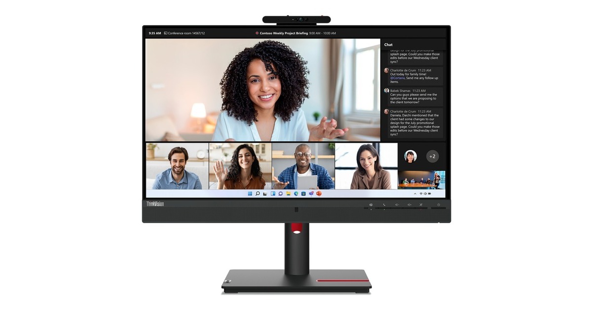 Lenovo ThinkVision T24mv-30, LED-Monitor(60.45 cm (23.8 Zoll), schwarz, Full HD, IPS, HDMI, DisplayPort, USB-C, Pivot, Webcam)