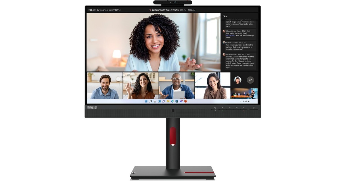 Lenovo ThinkVision T24mv-30, LED-Monitor(60.45 cm (23.8 Zoll), schwarz, Full HD, IPS, HDMI, DisplayPort, USB-C, Pivot, Webcam)