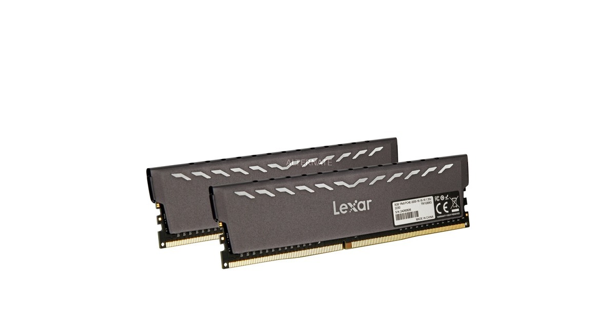 Lexar DIMM 16 GB DDR4-3200 (2x 8 GB) Dual-Kit, Arbeitsspeicher(LD4BU008G-R3200GDXG, THOR Gaming Black, INTEL XMP)