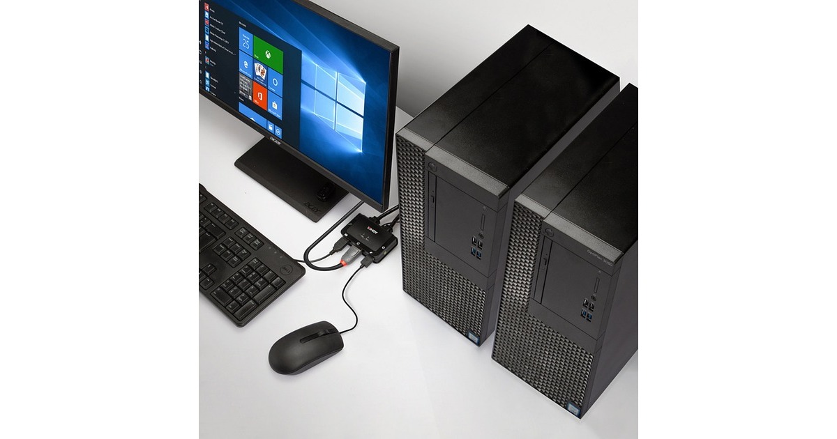 Lindy 2 Port DisplayPort 1.2, USB 2.0 & Audio Cable KVM Switch, KVM-Switch(schwarz)