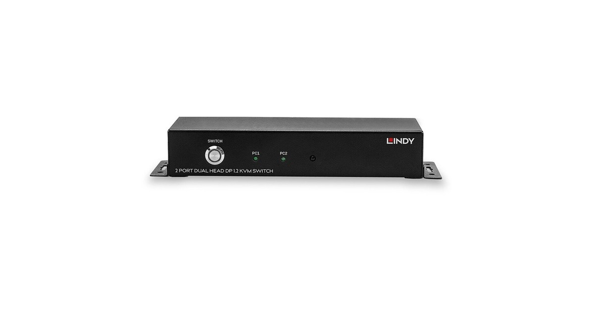 Lindy 2 Port Dual Head DisplayPort 1.2 KVM Switch, Dockingstation(schwarz)