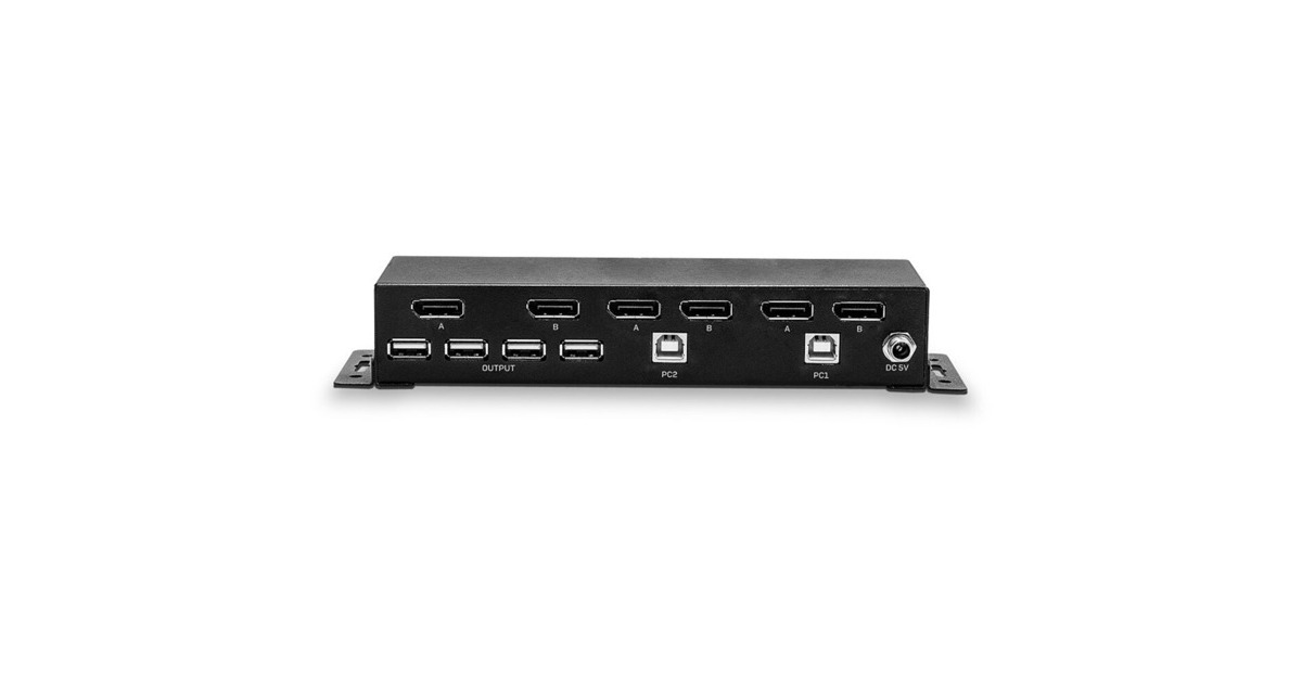 Lindy 2 Port Dual Head DisplayPort 1.2 KVM Switch, Dockingstation(schwarz)