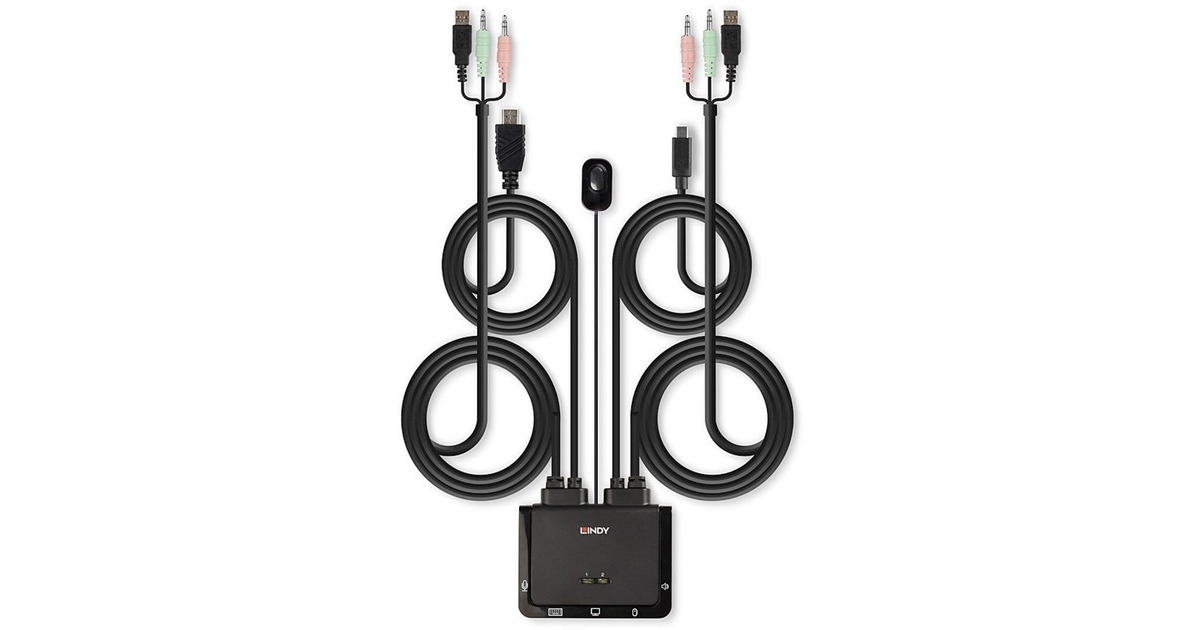 Lindy 2 Port HDMI 4K60, USB Typ C, USB 2.0 & Audio Cable KVM Switch, KVM-Switch