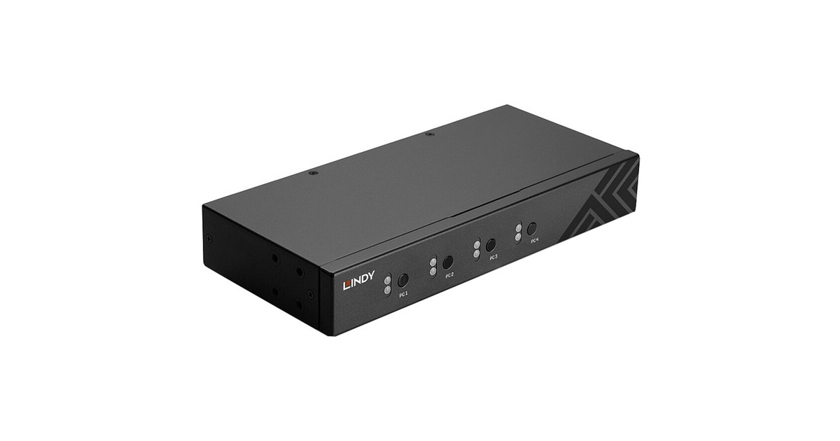 Lindy 4 Port KM Switch, USB 2.0 & Audio, KVM-Switch(schwarz)