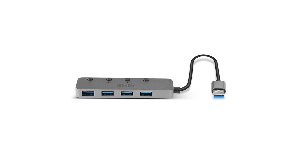 Lindy 4 Port USB 3.0 Hub mit Ein-/Ausschaltern, USB-Hub