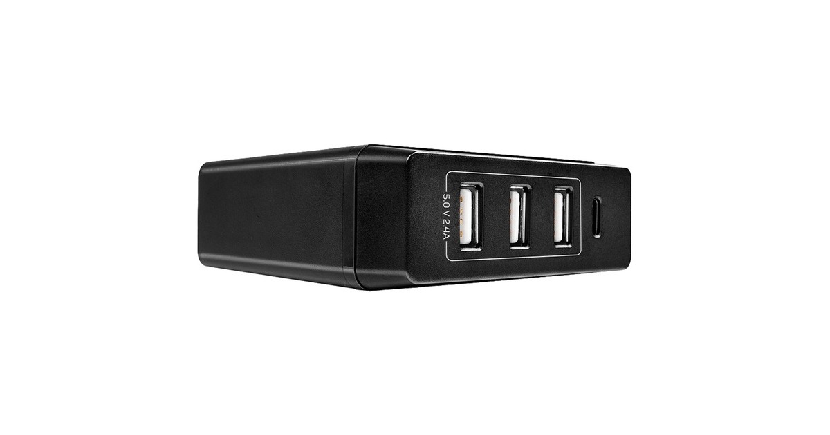 Lindy 4 Port USB Type C & A Smart Charger mit Power Delivery, 72W, Ladegerät(schwarz)