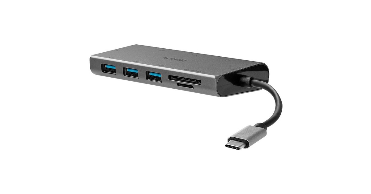 Lindy DST-Mini Plus, Dockingstation(aluminium, mit 4K HDMI, VGA Support & 100W Pass-Through-Laden)
