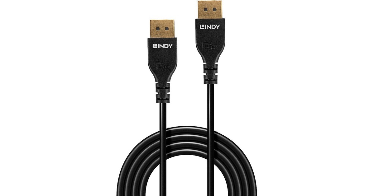 Lindy DisplayPort 1.4 Kabel, Slim(schwarz, 1 Meter)