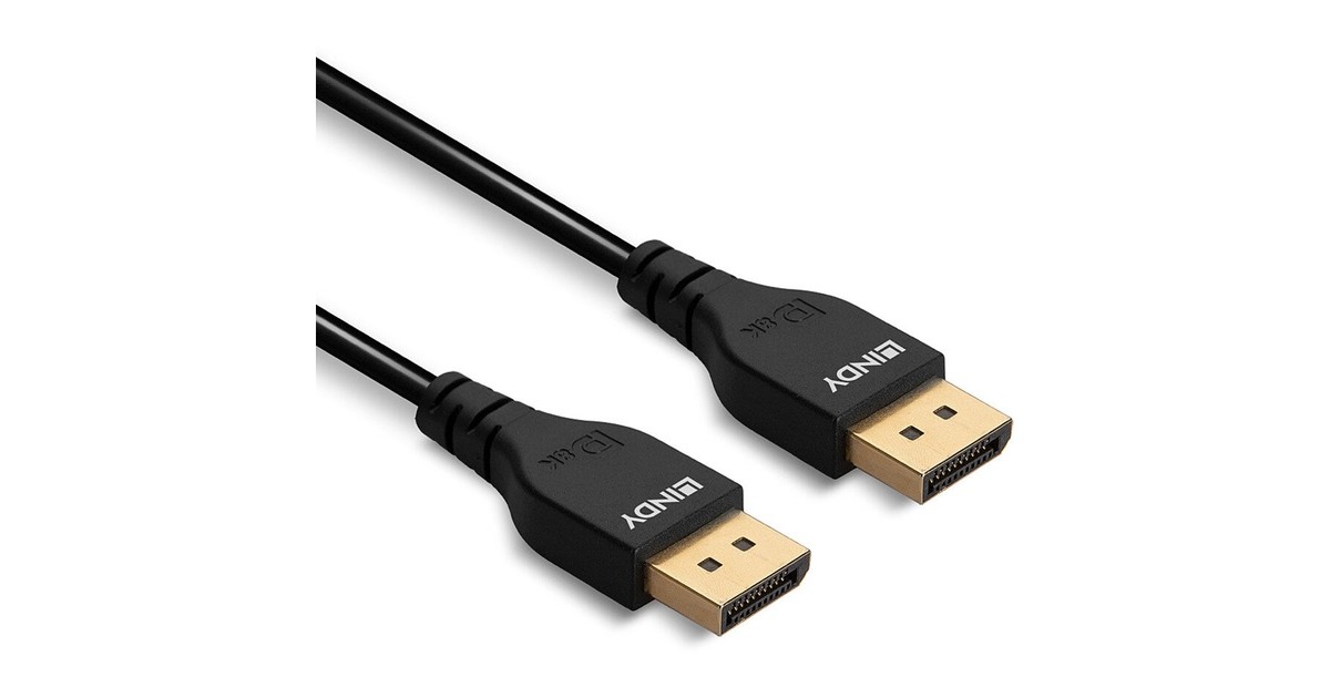 Lindy DisplayPort 1.4 Kabel, Slim(schwarz, 3 Meter)