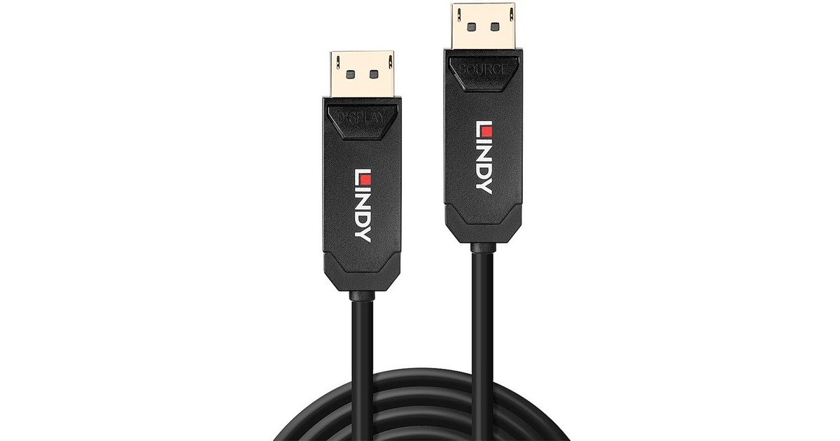 Lindy Fibre Optic Hybrid DisplayPort 2.0 UHBR10 Kabel(schwarz, 10 Meter, AOC-Kabel, 8K 60Hz)