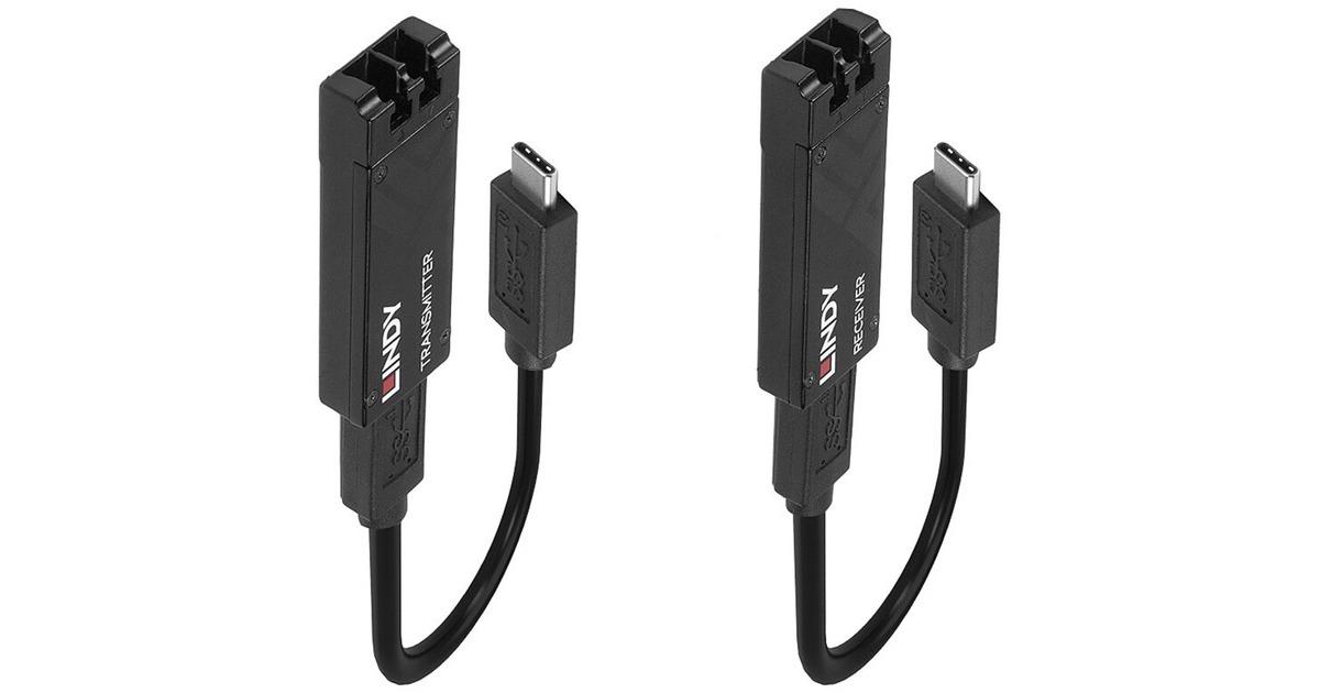 Lindy Fibre Optic USB 3.2 Typ C Extender, Verlängerungskabel(schwarz, max. Reichweite 100 Meter)