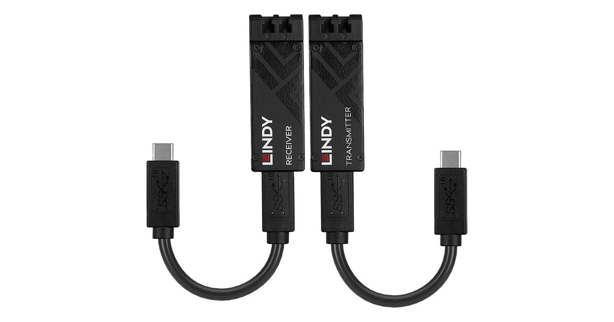Lindy Fibre Optic USB 3.2 Typ C Extender, Verlängerungskabel(schwarz, max. Reichweite 100 Meter)
