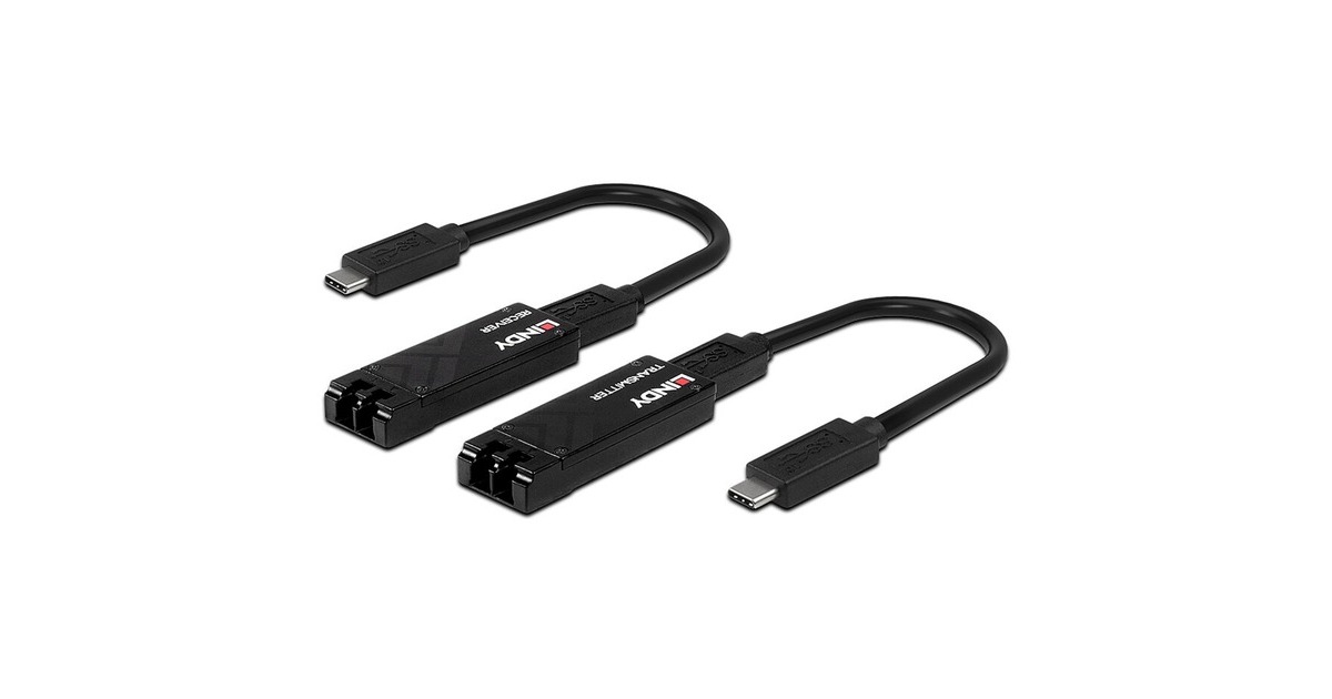 Lindy Fibre Optic USB 3.2 Typ C Extender, Verlängerungskabel(schwarz, max. Reichweite 100 Meter)