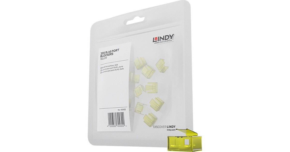 Lindy RJ45 Port Schloss (20 Stück) ohne Schlüssel, Diebstahlschutz(gelb, Code: Gelb)