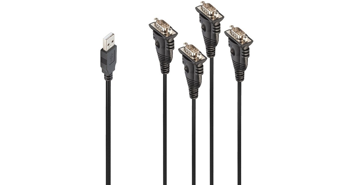 4x Seriell RS232 Stecker(schwarz, 94cm)