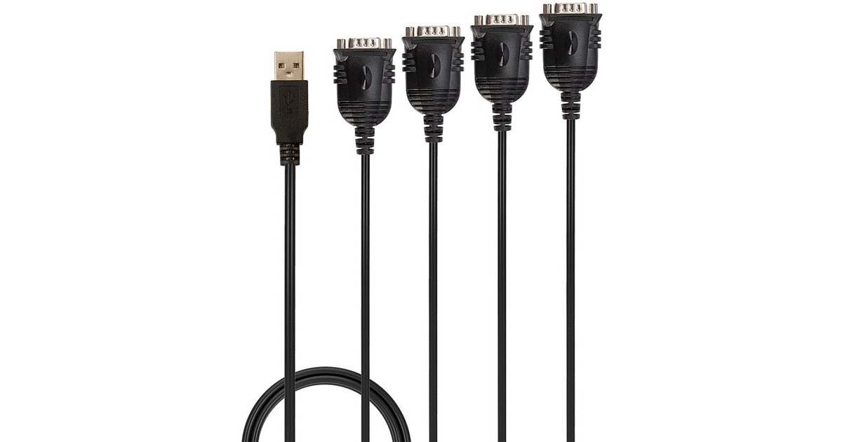 4x Seriell RS232 Stecker(schwarz, 94cm)