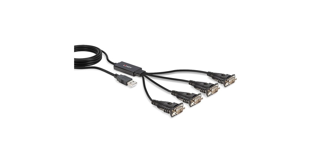 4x Seriell RS232 Stecker(schwarz, 94cm)