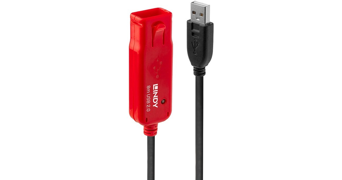 USB-A Buchse(schwarz/rot, 8 Meter)