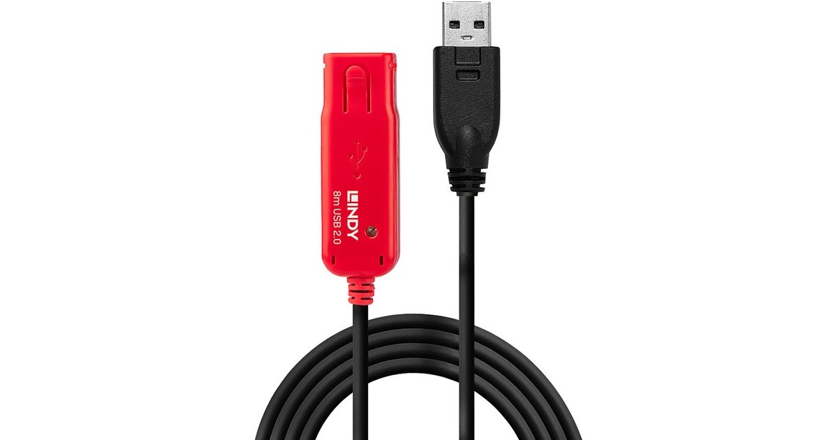 USB-A Buchse(schwarz/rot, 8 Meter)