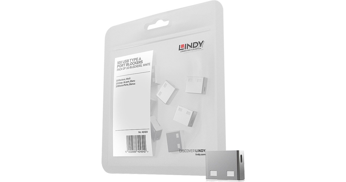 Lindy USB-A Port Schlösser, Schutzkappe(weiß)
