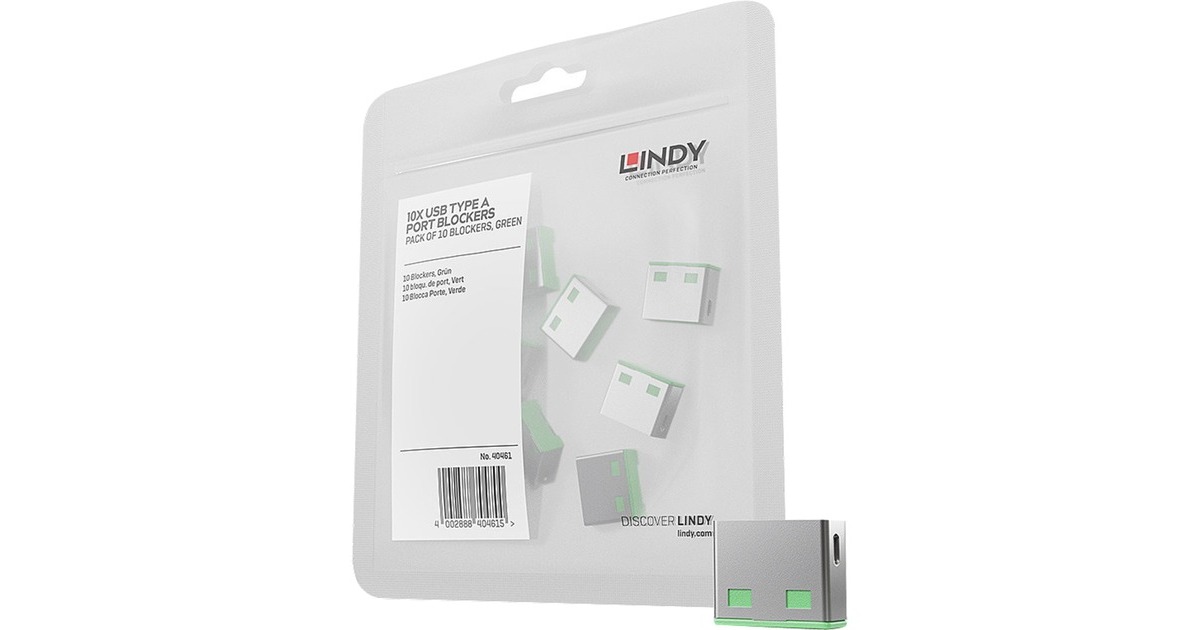 Lindy USB Port Schloss (10 Stück) ohne Schlüssel, Diebstahlschutz(grün, Code: Grün)