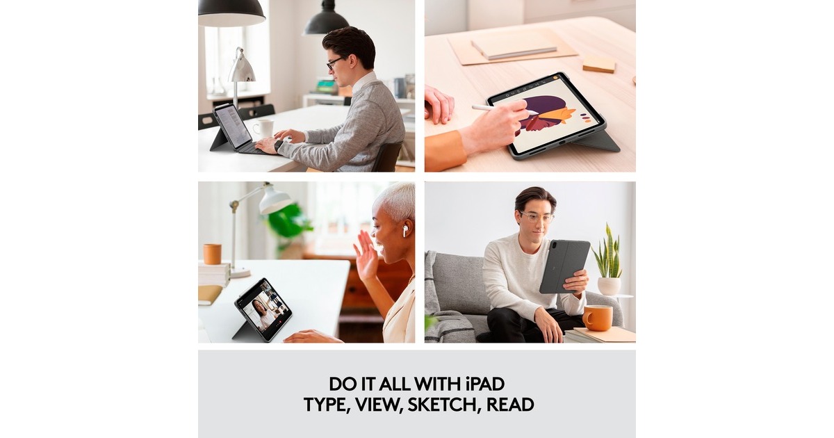 Logitech Combo Touch für iPad Air (4./5. Generation), Tastatur(grau, DE-Layout)