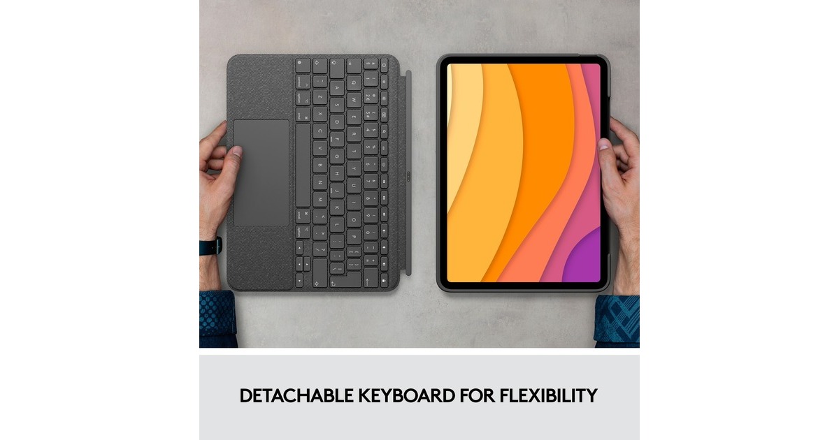 Logitech Combo Touch für iPad Air (4./5. Generation), Tastatur(grau, DE-Layout)