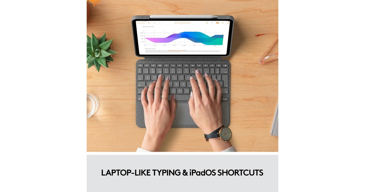 Logitech Combo Touch für iPad Pro 11 Zoll (1./2./3./4. Generation), Tastatur(grau, DE-Layout, abnehmbares Tastatur-Case)