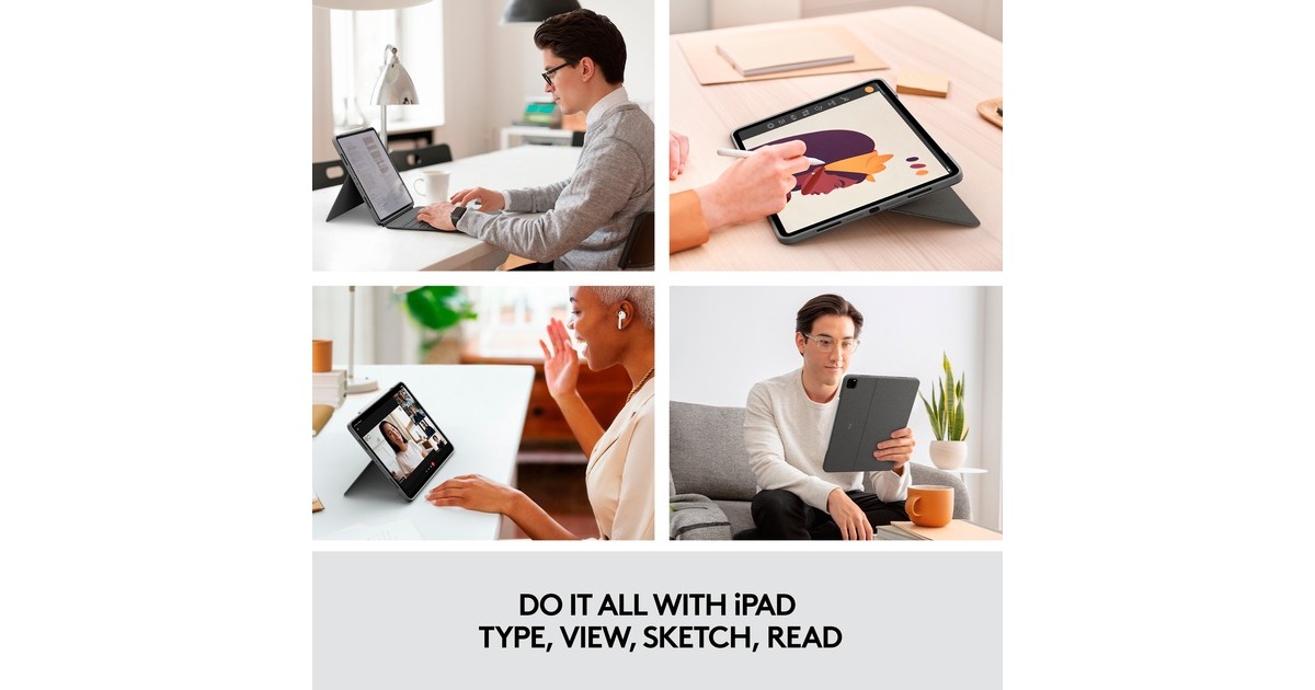 Logitech Combo Touch für iPad Pro 12,9 Zoll (5./6. Generation), Tastatur(grau, DE-Layout)