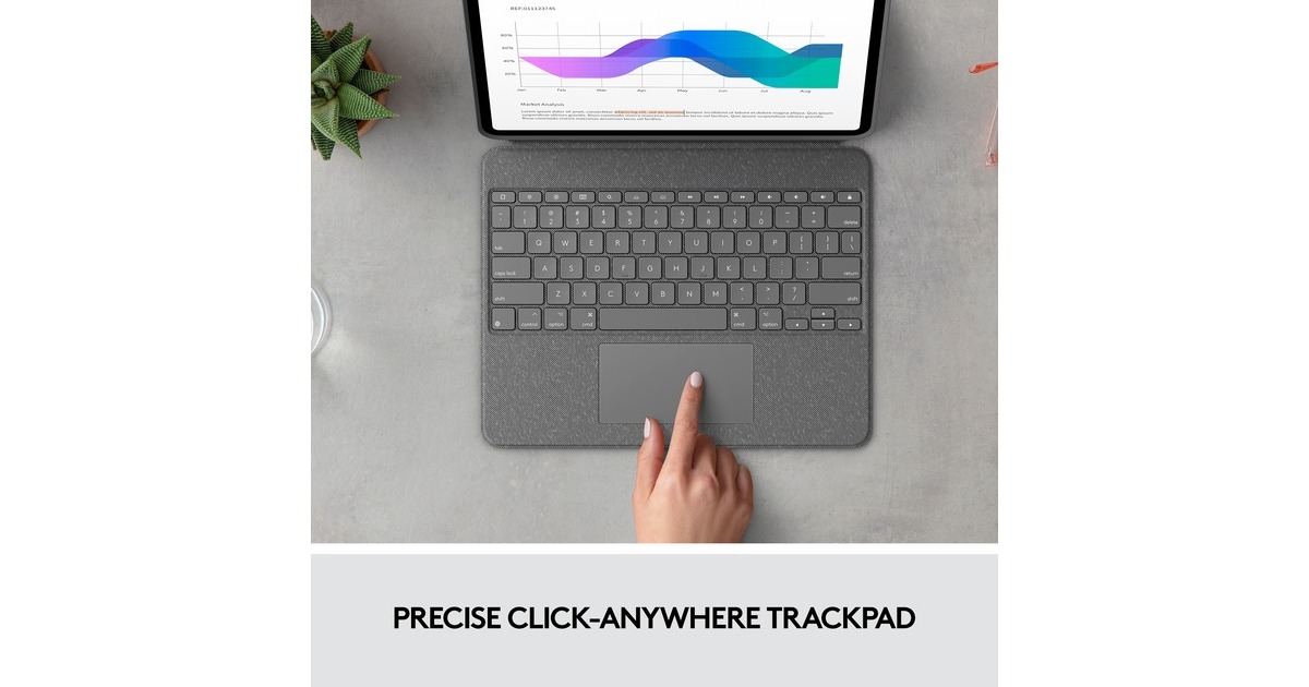 Logitech Combo Touch für iPad Pro 12,9 Zoll (5./6. Generation), Tastatur(grau, DE-Layout)