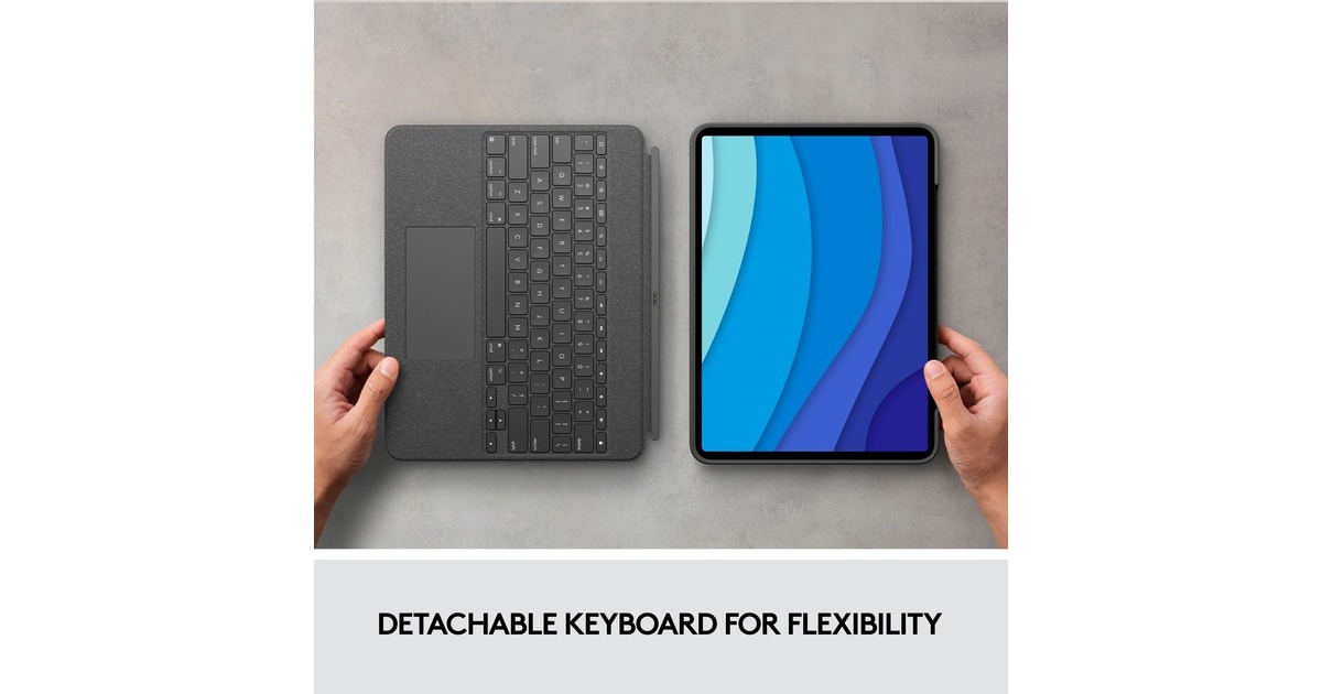Logitech Combo Touch für iPad Pro 12,9 Zoll (5./6. Generation), Tastatur(grau, DE-Layout)