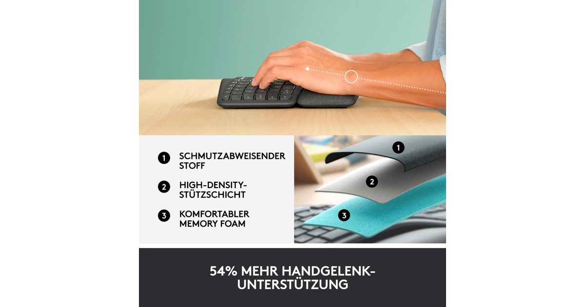 Logitech ERGO K860 Split for Business, Tastatur(graphit, DE-Layout)