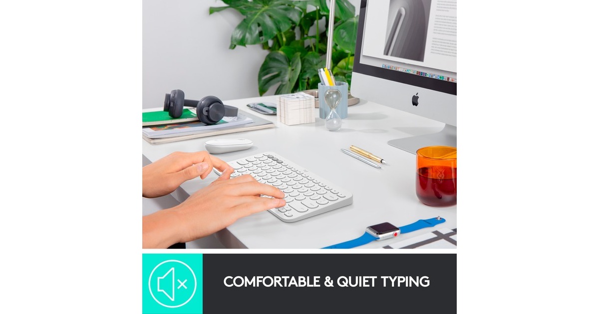 Logitech K380 Multi-Device für Mac, Tastatur(weiß, DE-Layout, Bluetooth, kompatibel mit macOS/iOS/iPadOS)