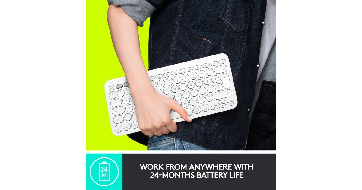 Logitech K380 Multi-Device für Mac, Tastatur(weiß, DE-Layout, Bluetooth, kompatibel mit macOS/iOS/iPadOS)