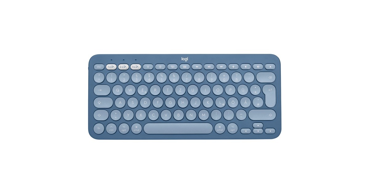Logitech K380 Multi-Device für Mac, Tastatur(blau, DE-Layout, Bluetooth, kompatibel mit macOS/iOS/iPadOS)