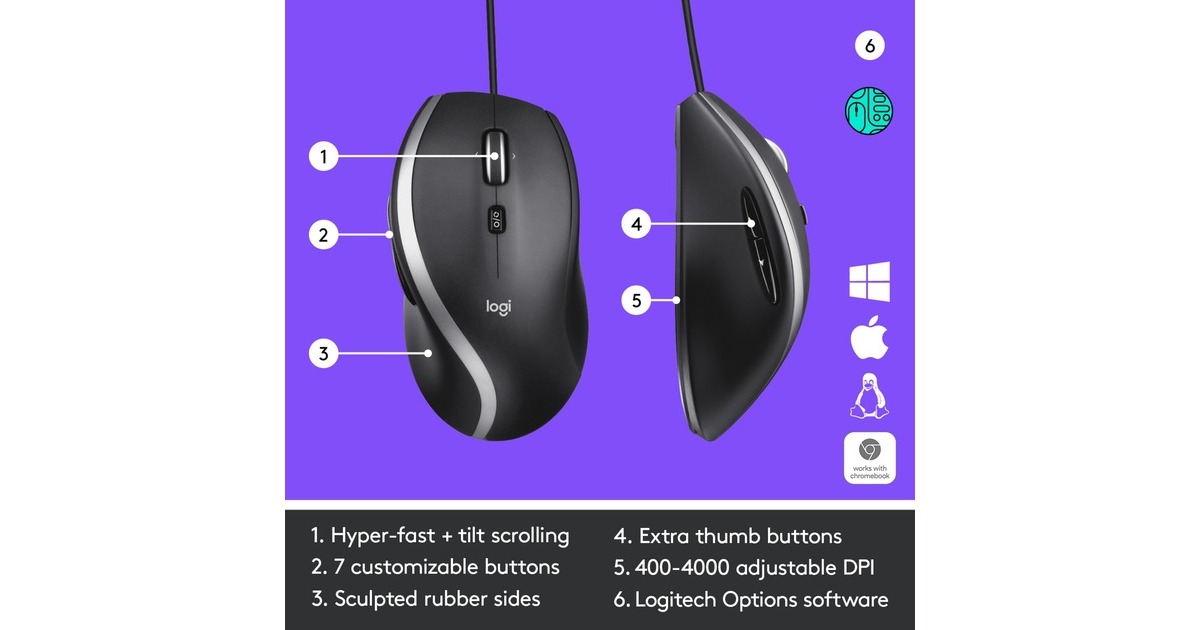 Logitech M500s Corded, Maus(anthrazit/silber)