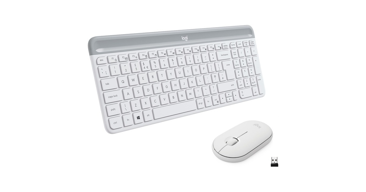Logitech MK470 Slim Combo, Desktop-Set(weiß, DE-Layout, Scissor-Switch)