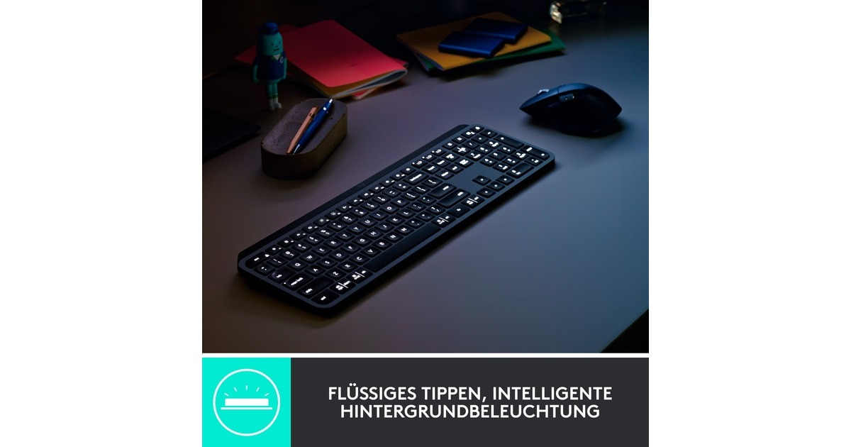 Logitech MX Keys Combo for Business Gen 2, Desktop-Set(graphit, DE-Layout, Scissor-Switch, Logi Bolt, Bluetooth, kompatibel mit PC/Mac/iPad/Android)