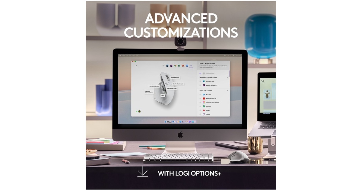 Logitech MX Master 3S für Mac, Maus(hellgrau, 7 Tasten, Bluetooth, optimiert für das Apple-Ökosystem)