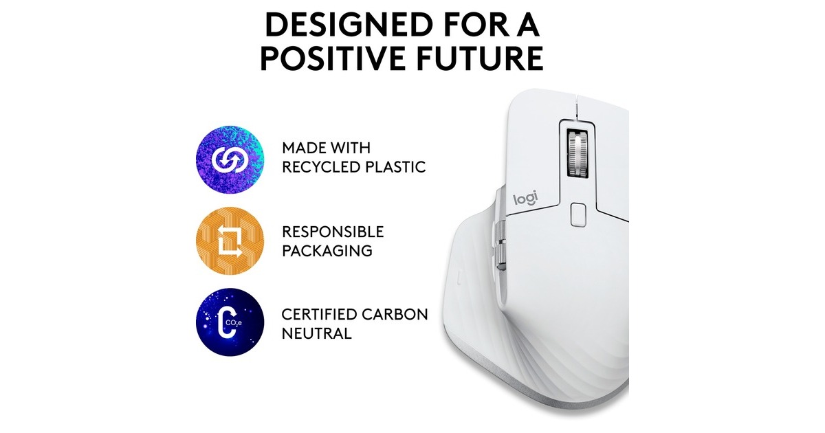 Logitech MX Master 3S für Mac, Maus(hellgrau, 7 Tasten, Bluetooth, optimiert für das Apple-Ökosystem)