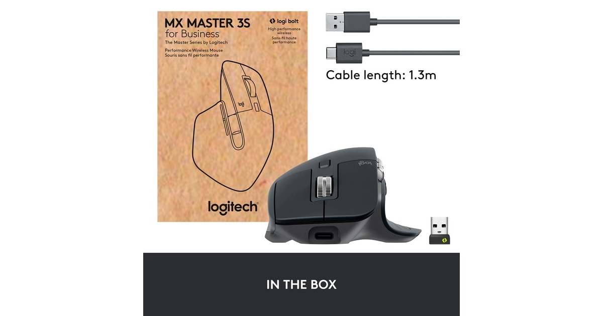 Logitech MX Master 3S for Business, Maus(graphit, 7 Tasten, Logi Bolt, Bluetooth, kompatibel mit PC/Mac/iPad/Android)