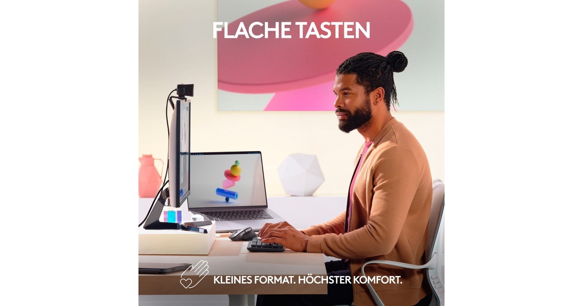 Logitech MX Mechanical Mini für Mac, Tastatur(dunkelgrau/hellgrau, DE-Layout, taktile Schalter, Bluetooth, kompatibel mit macOS, iPadOS und iOS)