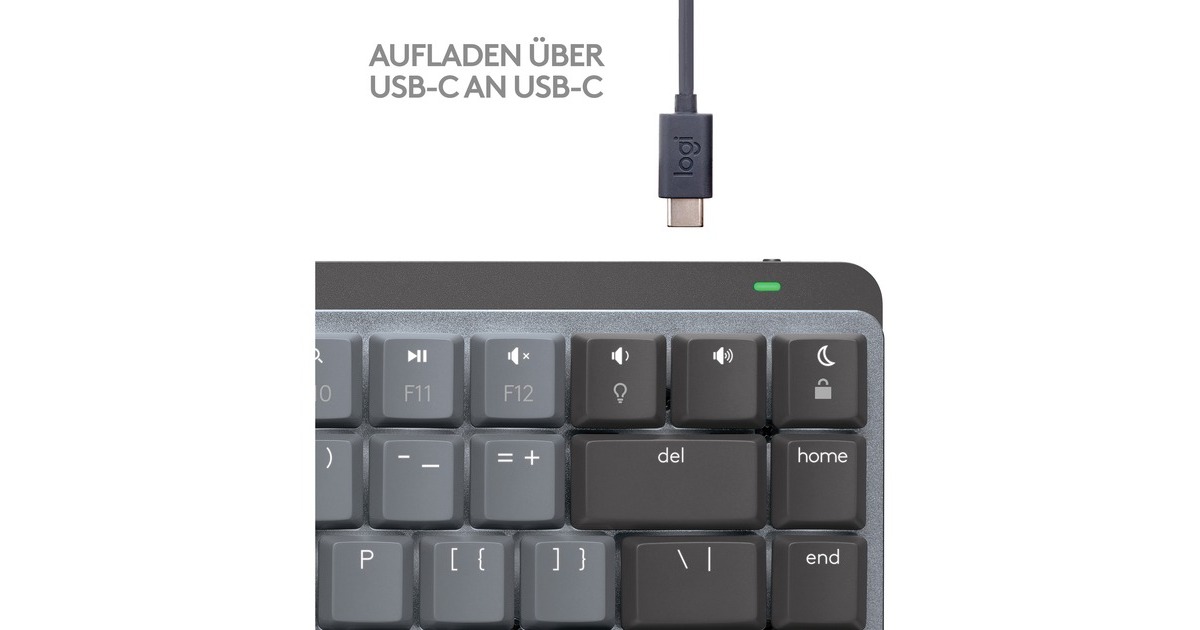 Logitech MX Mechanical Mini für Mac, Tastatur(dunkelgrau/hellgrau, DE-Layout, taktile Schalter, Bluetooth, kompatibel mit macOS, iPadOS und iOS)