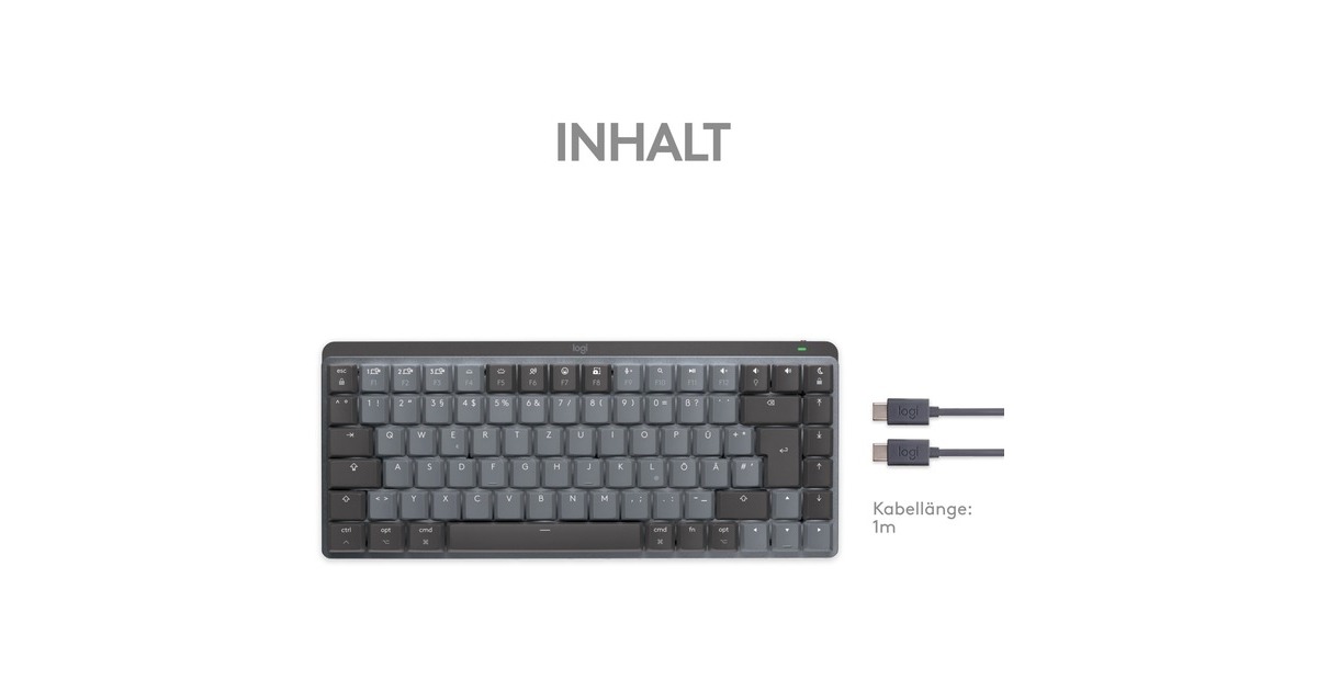 Logitech MX Mechanical Mini für Mac, Tastatur(dunkelgrau/hellgrau, DE-Layout, taktile Schalter, Bluetooth, kompatibel mit macOS, iPadOS und iOS)