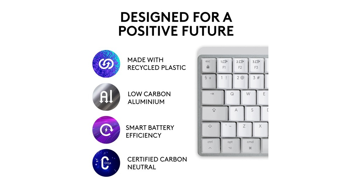 Logitech MX Mechanical Mini für Mac, Tastatur(hellgrau/weiß, DE-Layout, taktile Schalter, Bluetooth, kompatibel mit macOS, iPadOS und iOS)
