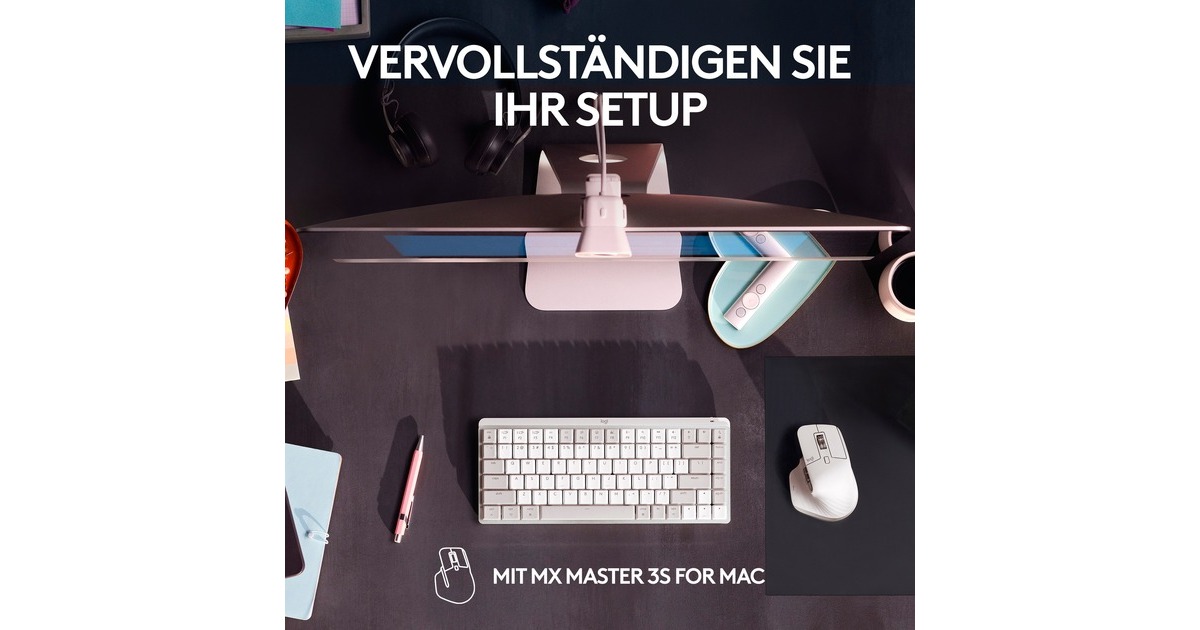 Logitech MX Mechanical Mini für Mac, Tastatur(hellgrau/weiß, DE-Layout, taktile Schalter, Bluetooth, kompatibel mit macOS, iPadOS und iOS)