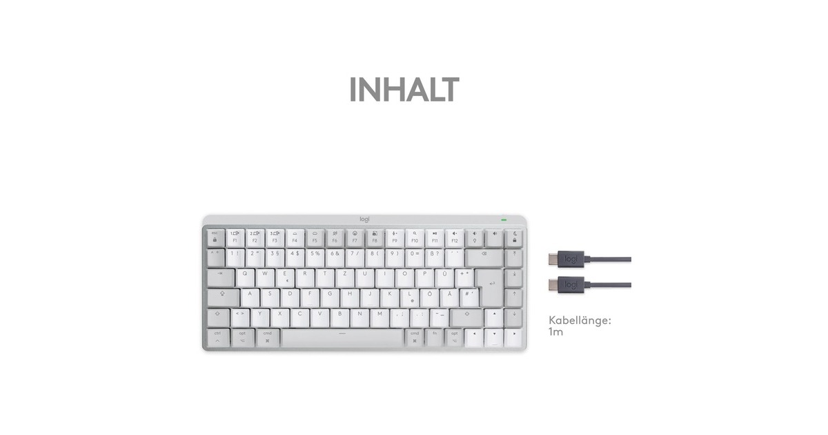 Logitech MX Mechanical Mini für Mac, Tastatur(hellgrau/weiß, DE-Layout, taktile Schalter, Bluetooth, kompatibel mit macOS, iPadOS und iOS)