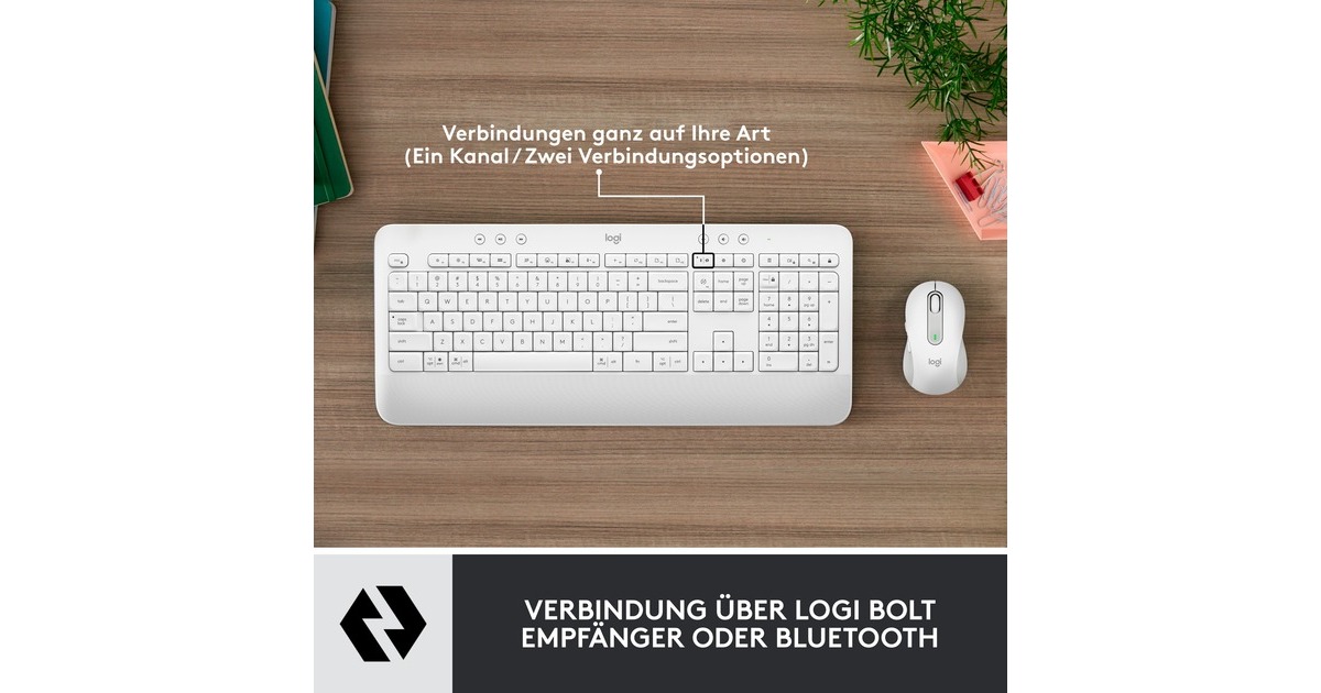 Logitech Signature K650 Combo for Business, Desktop-Set(weiß, DE-Layout, Plunger, Logi Bolt, Bluetooth, für Windows/macOS/Chrome OS/Linux/iPadOS/Android)
