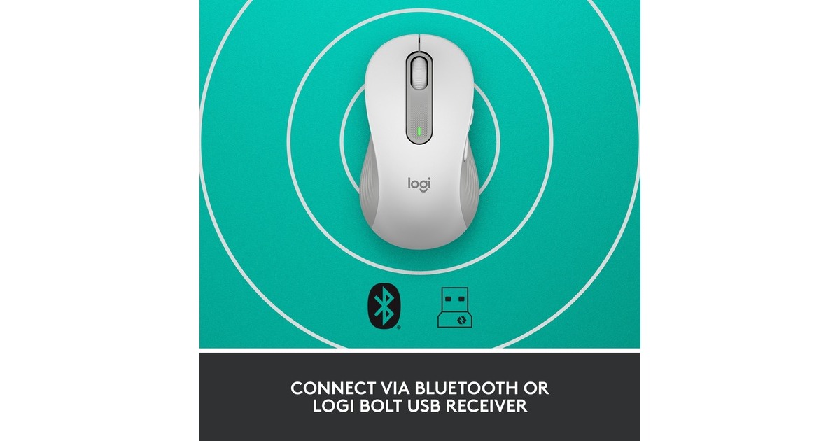 Logitech Signature M650 L Left Wireless, Maus(weiß, Größe L, für Linkshänder)
