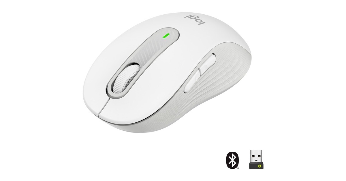 Logitech Signature M650 Wireless, Maus(weiß, Größe M, Chromebook zertifiziert)